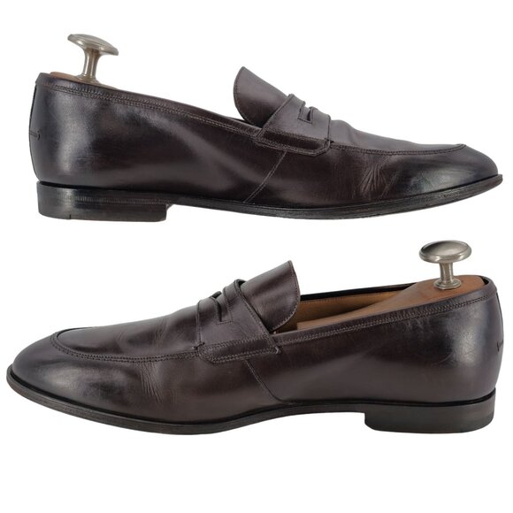 Bally Switzerland Webb Dark Brown Leather Penny Loafers Mens 10.5 Dress Shoes - Picture 7 of 11